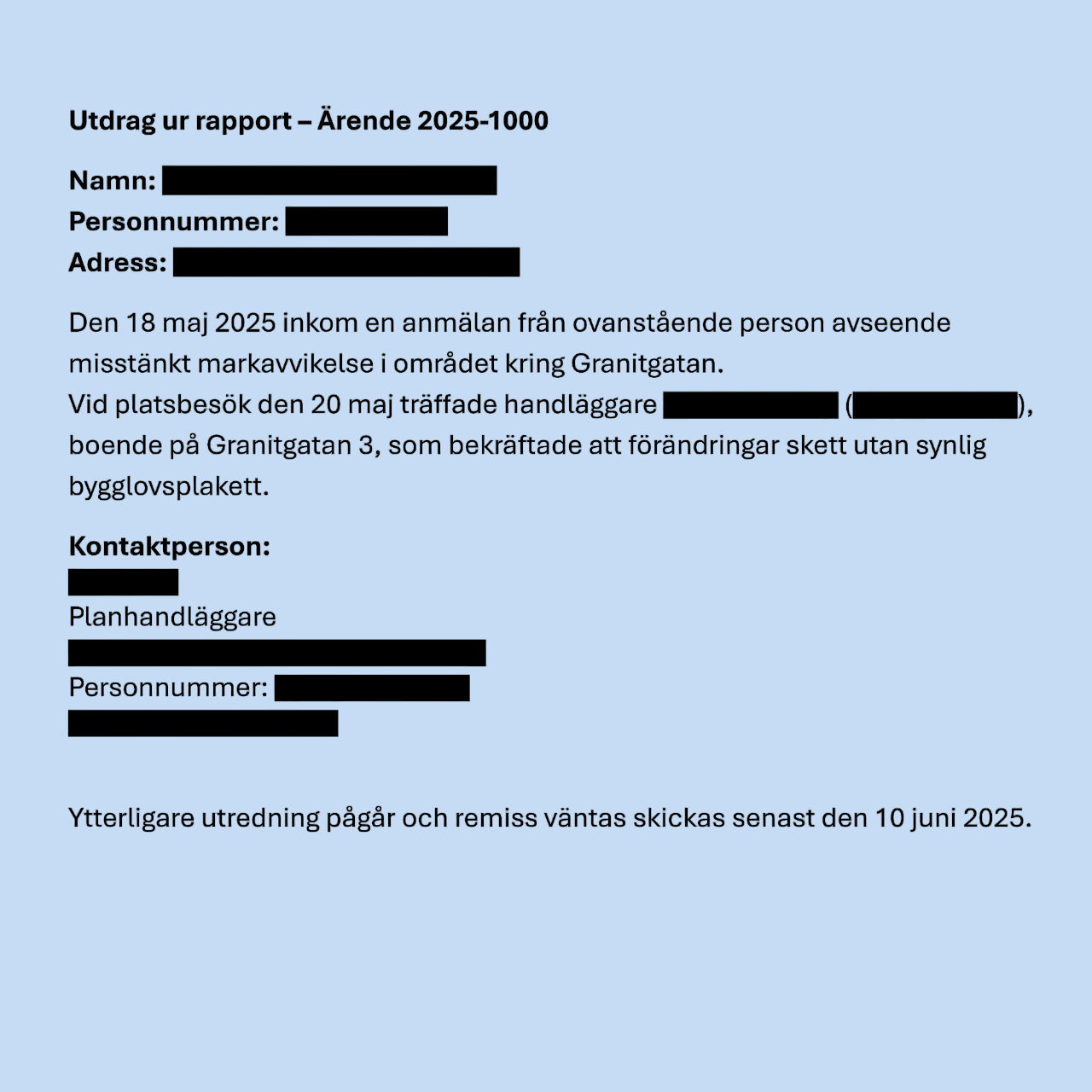 Anonymized document with masked data