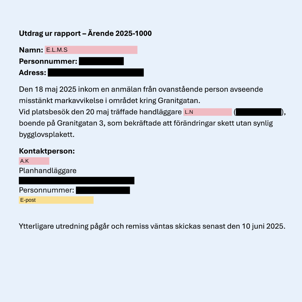 Pseudonymized document with coded data